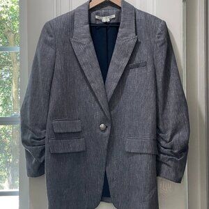 NEVER WORN Veronica Beard Navy Herringbone 3/4 Length Sleeve Blazer (Size 14)